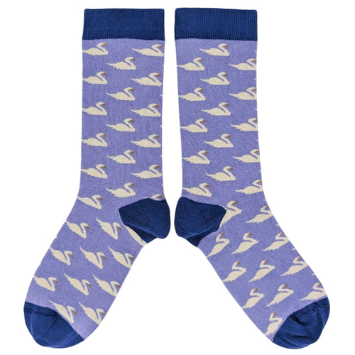 Women's Organic Cotton Ankle Socks -  Lilac Swan