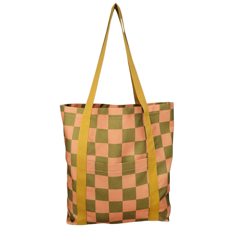 Salmon Check Fabric Tote Shopper Bag