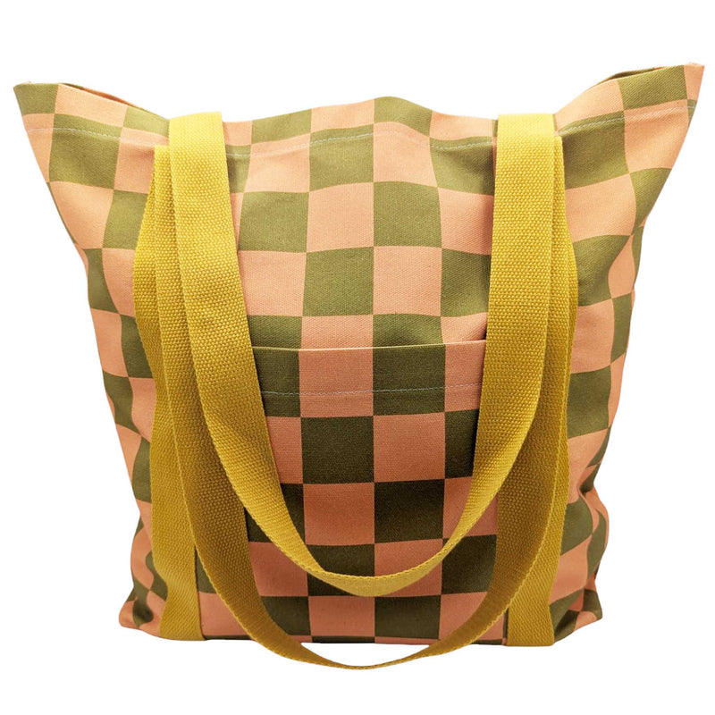 Salmon Check Fabric Tote Shopper Bag
