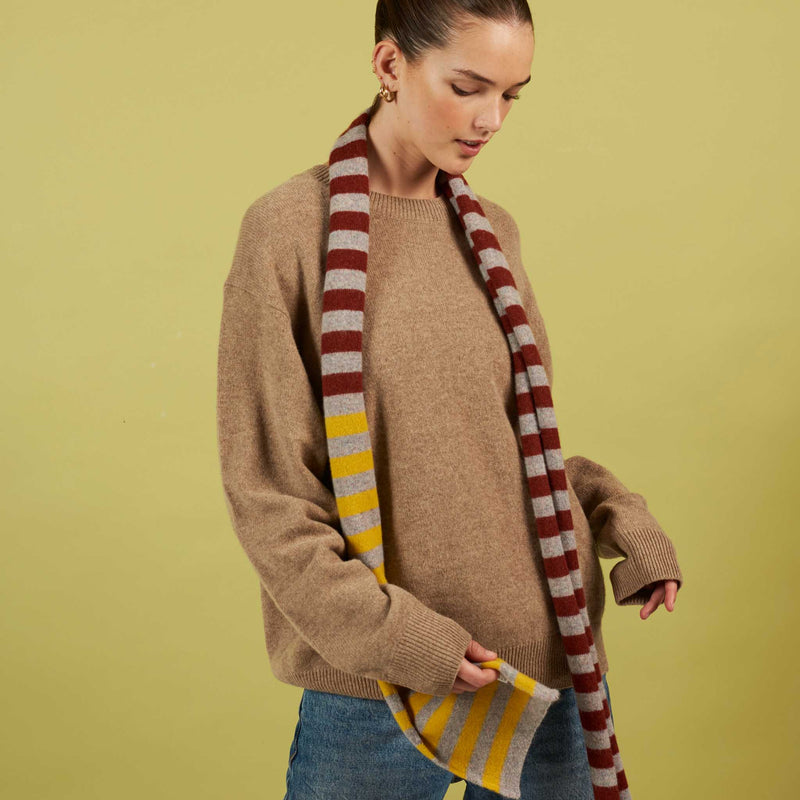 Sienna & Electric Yellow Stripe Lambswool Scarf