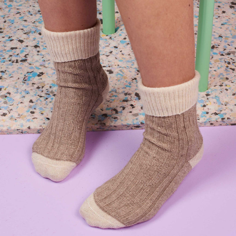 Mushroom & Oat Cashmere Blend Slouch Socks