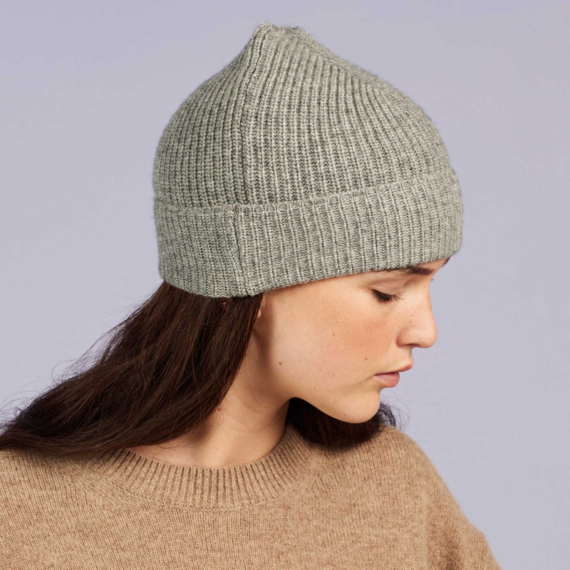 Soft Grey Cashmere Blend Beanie