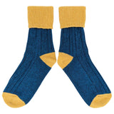Teal & Gold Cashmere Blend Slouch Socks