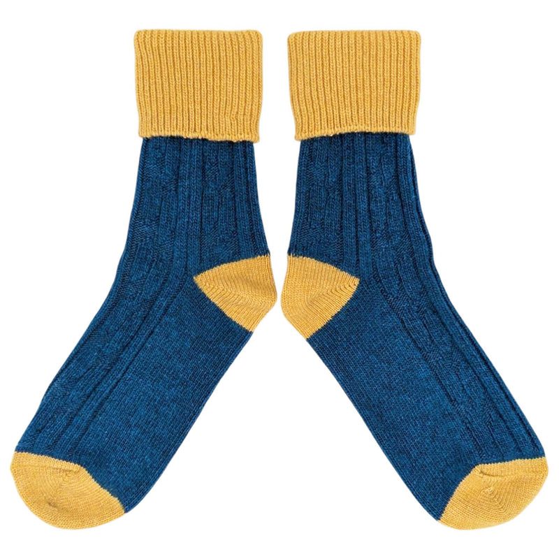 Teal & Gold Cashmere Blend Slouch Socks