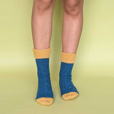 Teal & Gold Cashmere Blend Slouch Socks
