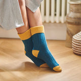 Teal & Gold Cashmere Blend Slouch Socks