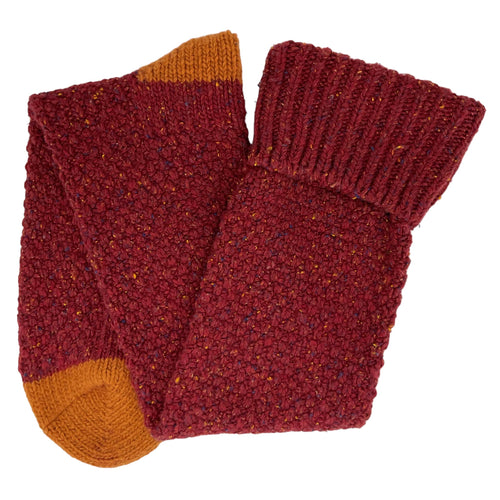 Unisex Recycled Silk Blend Knee Socks -  Red & Rust