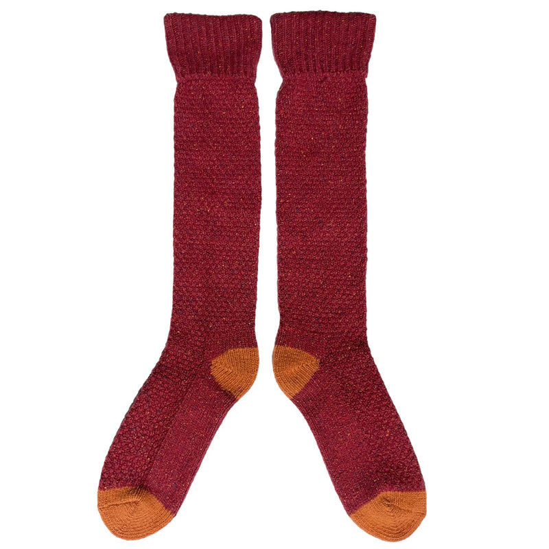 TEXTURED KNEE SOCKS RED