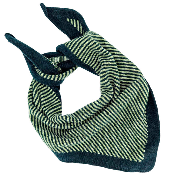 Lambswool Triangle Dark Green Stripe Neck Scarf