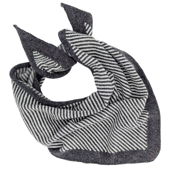 Lambswool Triangle Charcoal Stripe Neck Scarf
