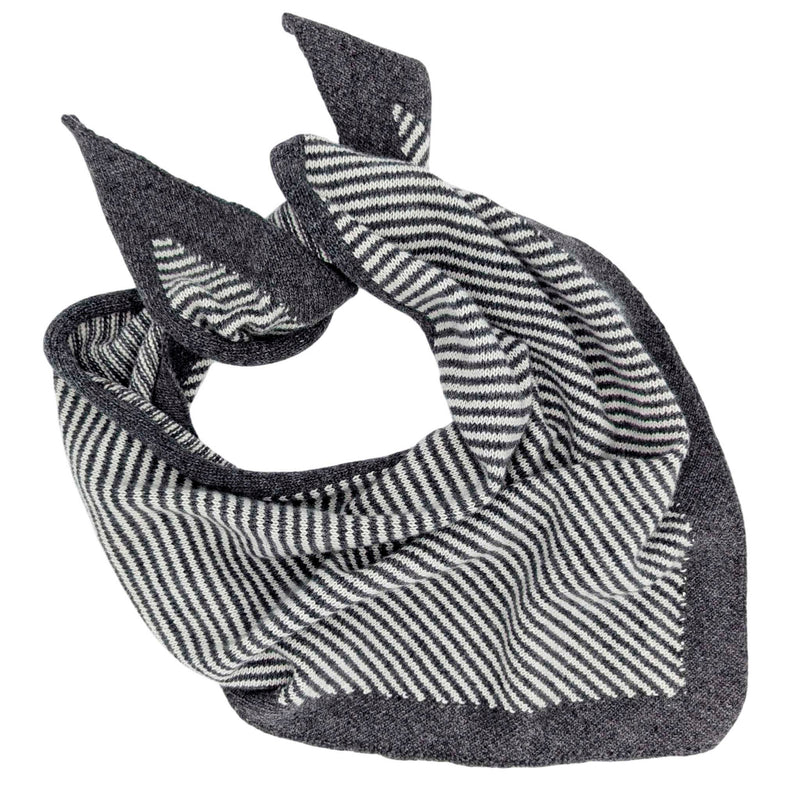 Lambswool Triangle Charcoal Stripe Neck Scarf