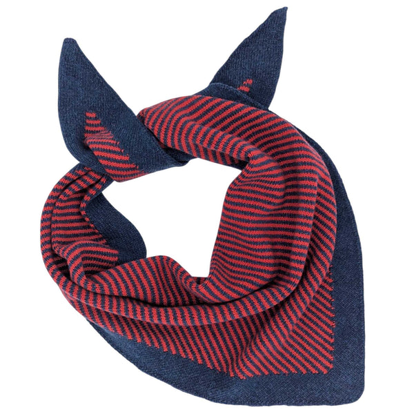 Lambswool Triangle Navy & Scarlet Stripe Neck Scarf