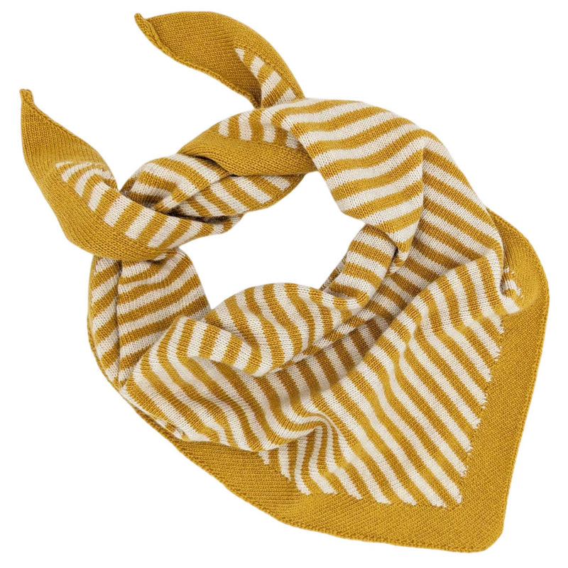 Lambswool Triangle Yellow & Oatmeal Stripe Neck Scarf