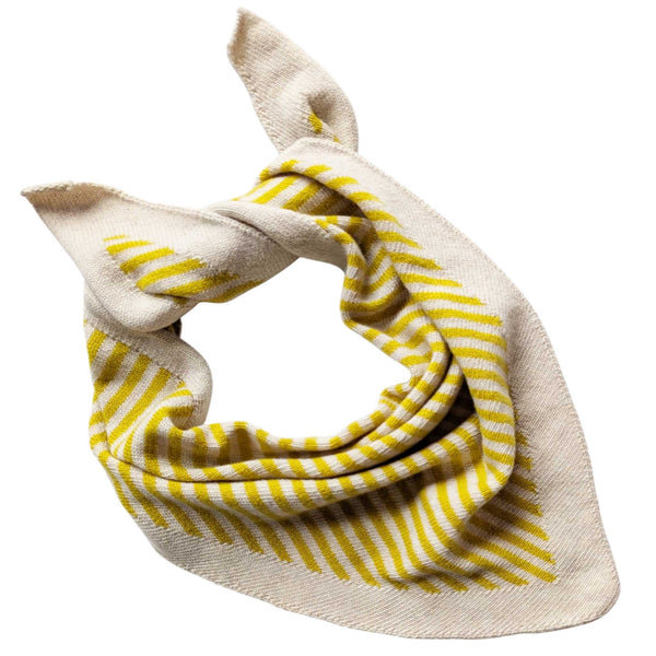 Lambswool Triangle Yellow & Oatmeal Stripe Neck Scarf