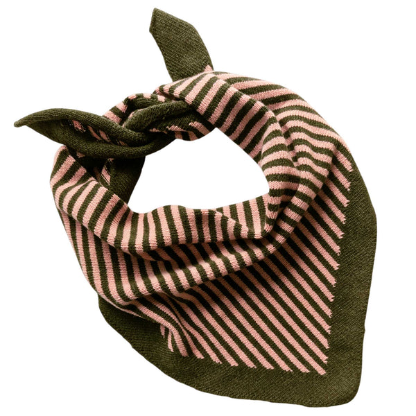 TRIANGLE NECK SCARF - lambswool - stripe - green/pink