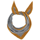 Lambswool Triangle Neckerchief Scarf - Mid-Grey & Mustard Trim