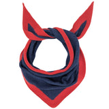Lambswool Triangle Neckerchief Scarf - Navy & Bright Red Trim