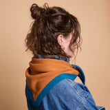 Lambswool Triangle Neckerchief Scarf - Rust & Teal Trim