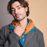 Lambswool Triangle Neckerchief Scarf - Rust & Teal Trim