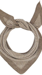 Lambswool Triangle Neckerchief Scarf - Soft Brown & Oatmeal Stripe