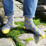 Ladies Smoky Blue Turtle Organic Cotton Ankle Socks