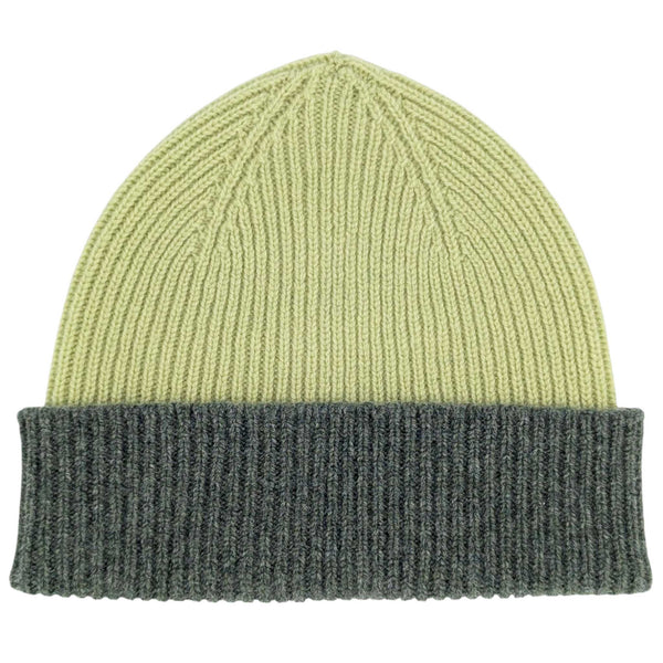 Soft Green & Mint Ribbed Lambswool Unisex Beanie