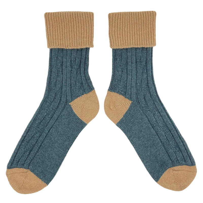 Teal & Biscuit Cashmere Blend Slouch Socks by Catherine Tough 