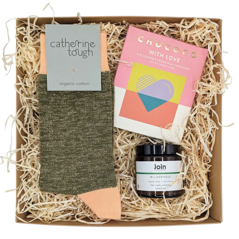 WILDERNESS FOOT BALM WITH LOVE SET  GREEN GLITTER SOCKS