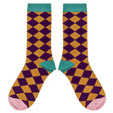 Women's Aubergine Diamonds Organic Cotton Ankle Socks