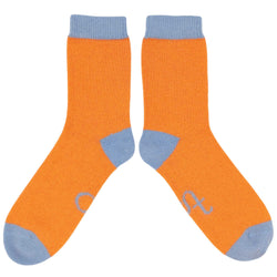 Women's Apricot & Baby Blue Lambswool Ankle Socks