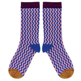 Women's Pink Zig-Zag Organic Cotton Ankle Socks