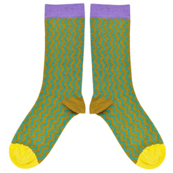 Women's Jade Zig-Zag Organic Cotton Ankle Socks