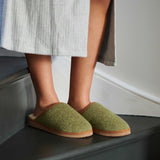 Green Check Lambswool & Sheepskin Slippers