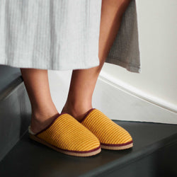 Yellow Stripe Lambswool & Sheepskin Slippers