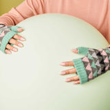 Women's Grey & Mint Triangle Lambswool Wrist Warmers