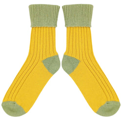 Yellow and Mint Green Cashmere Blend Slouch Socks