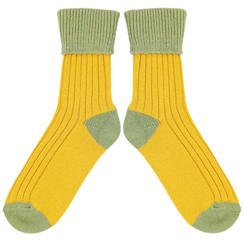 Women's Soft Cashmere Blend Slouch Socks - Yellow & Mint