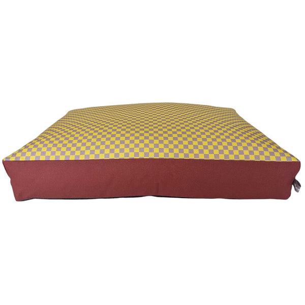Dog Bed - Yellow Mini Check Printed Cotton
