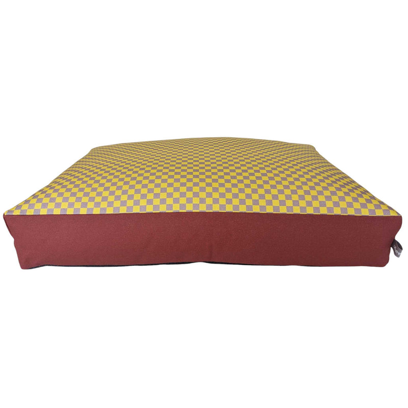 Dog Bed - Yellow Mini Check Printed Cotton