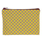 Yellow Check Cotton Pouch - Set of Two