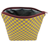 Yellow Check Cotton Pouch - Set of Two