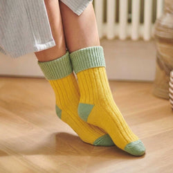 Yellow and Mint Green Cashmere Blend Slouch Socks