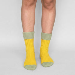 Yellow and Mint Green Cashmere Blend Slouch Socks