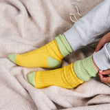 Women's Soft Cashmere Blend Slouch Socks - Yellow & Mint