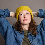 Lambswool Ribbed Beanie - Electric Yellow