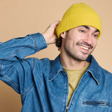 Lambswool Ribbed Beanie - Electric Yellow