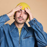 Lambswool Ribbed Beanie - Electric Yellow