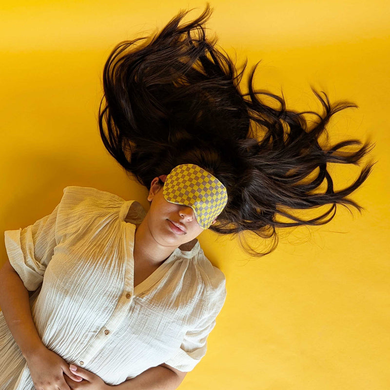 Yellow Check Eye Mask