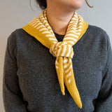 Lambswool Triangle Yellow & Oatmeal Stripe Neck Scarf