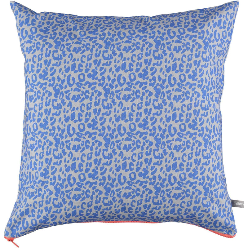 blue and grey leopard print cushion